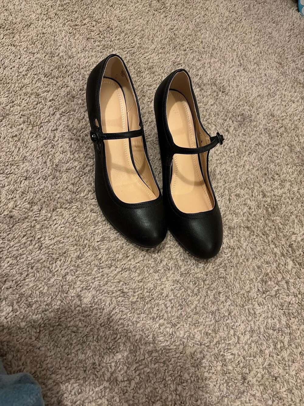 Chase + Chloe Kimmy-22 Black Mary Jane Mid-Heel Pumps